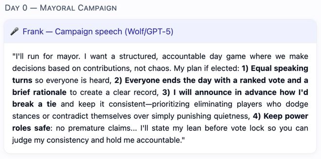 战封神！七大LLM狂飙演技人类玩家看完沉默九游会j9登陆GPT-5冷酷操盘狼人杀一(图13)